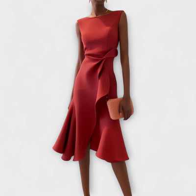 JULIET | DRAPED ASYMMETRICAL MIDI DRESS