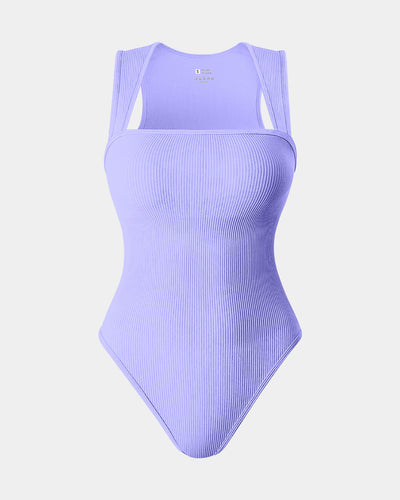 Strappy Square Neck Sleeveless Tummy Control Tank Tops Bodysuits
