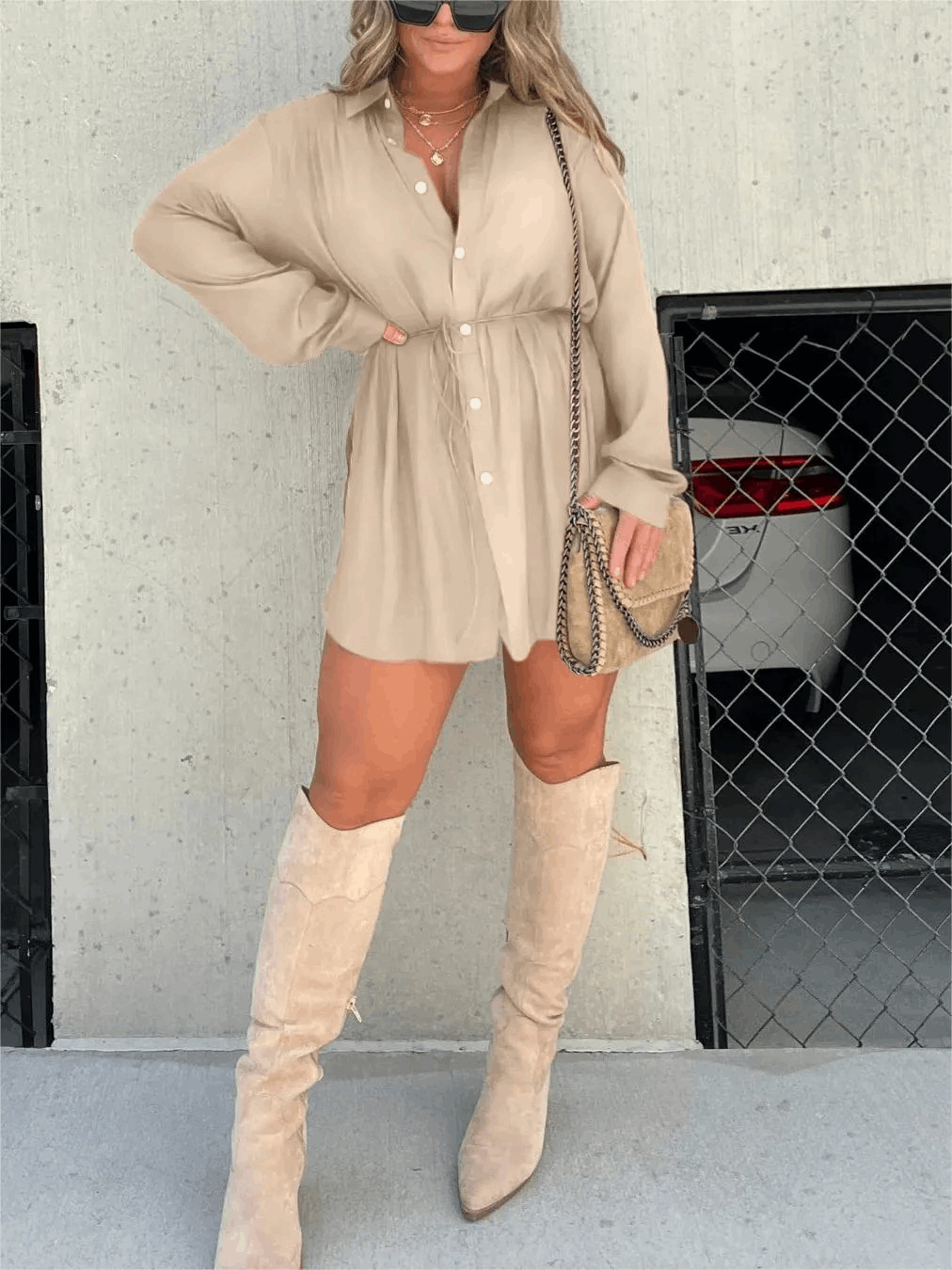 Women's Chic Black Shirt Dress