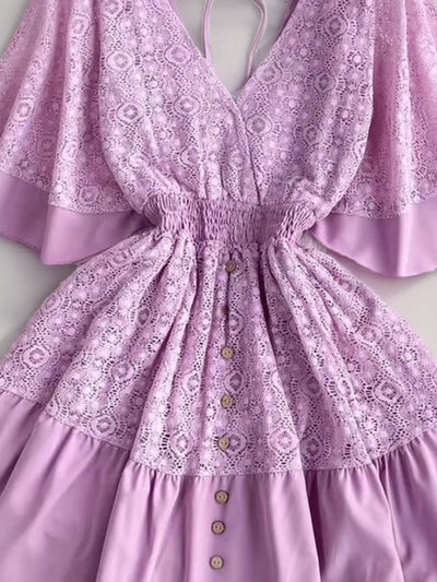 PREORDER: Hope Ruffle Hem Lace Mini Dress