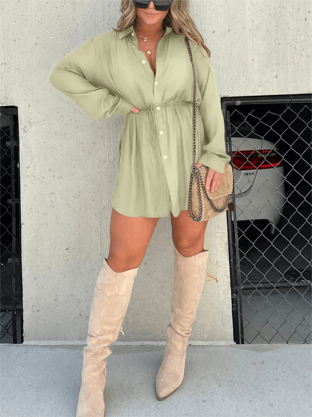 Women's Chic Black Shirt Dress