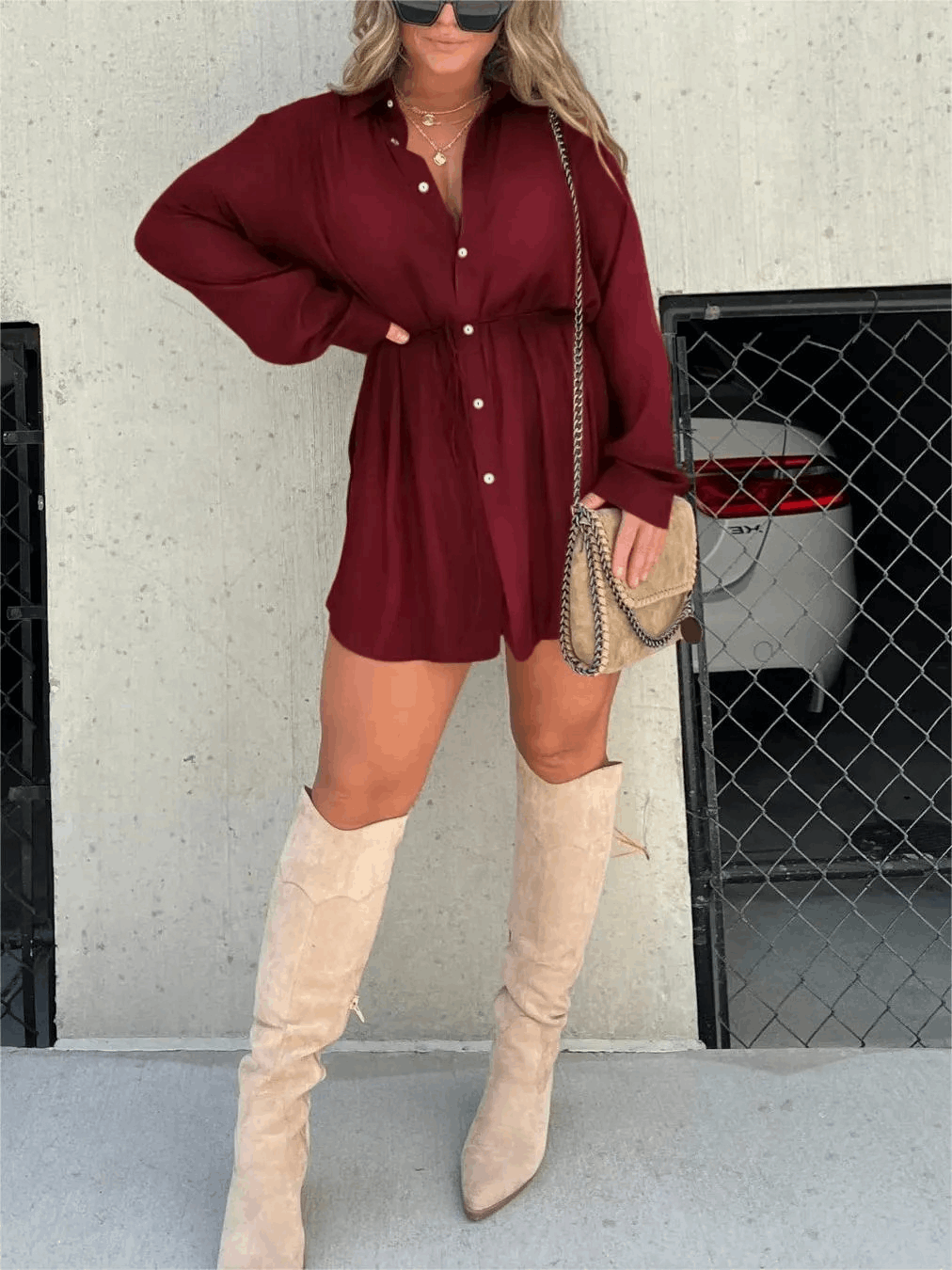 Women's Chic Black Shirt Dress