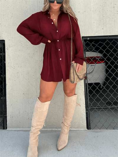 Women's Chic Black Shirt Dress