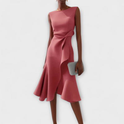 JULIET | DRAPED ASYMMETRICAL MIDI DRESS