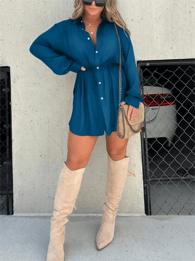 Women's Chic Black Shirt Dress