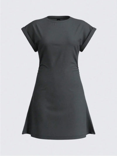 Round Neck Short Sleeve Mini Tee Dress