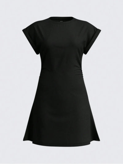 Round Neck Short Sleeve Mini Tee Dress