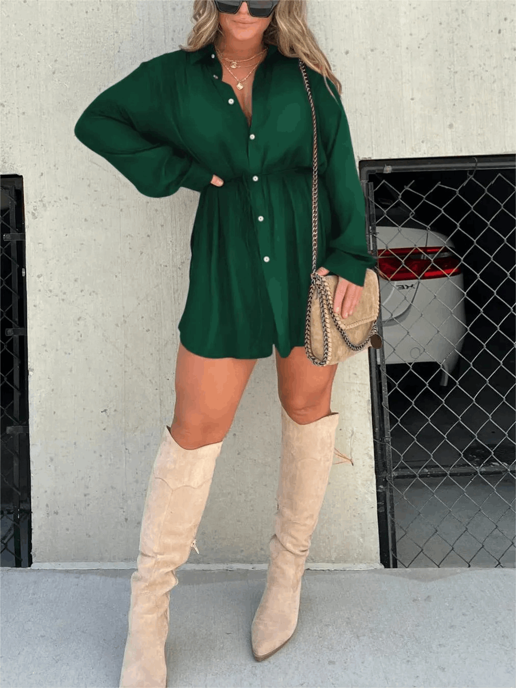 Women's Chic Black Shirt Dress
