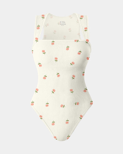 Strappy Square Neck Sleeveless Tummy Control Tank Tops Bodysuits
