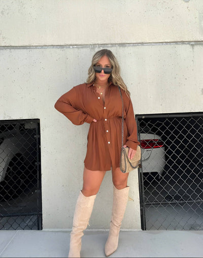 Women's Chic Black Shirt Dress
