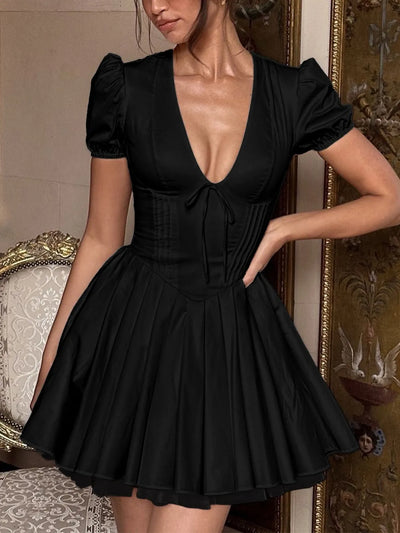 Explore More Collection - V-Neck Short Sleeve Mini Dress