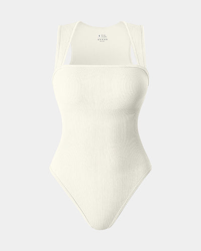 Strappy Square Neck Sleeveless Tummy Control Tank Tops Bodysuits