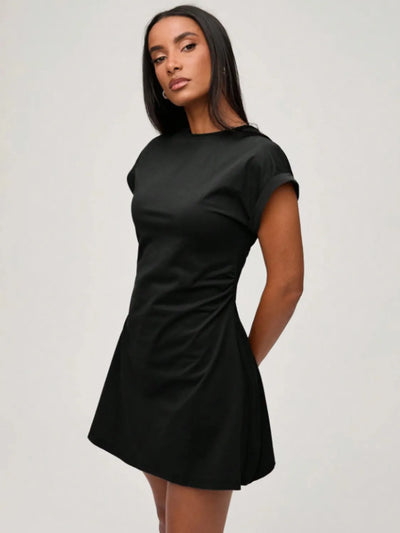 Round Neck Short Sleeve Mini Tee Dress
