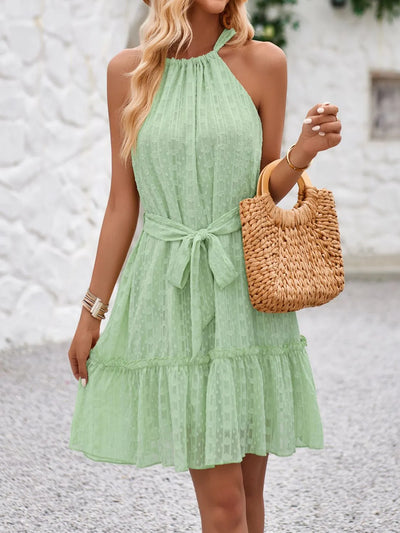 Tied Frill Sleeveless Mini Cami Dress
