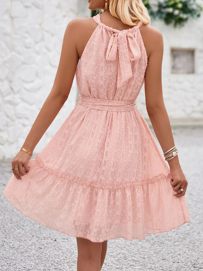 Tied Frill Sleeveless Mini Cami Dress