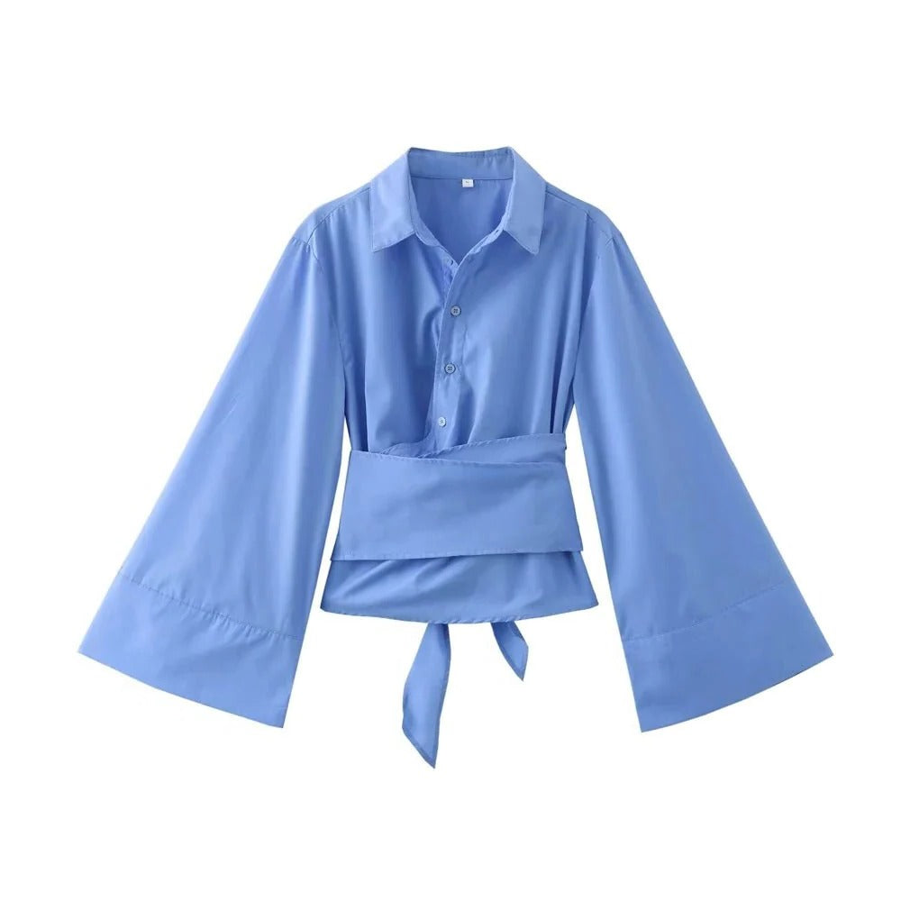 Wide Bow Belt Blouse for Chic Style