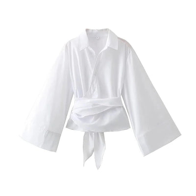 Wide Bow Belt Blouse for Chic Style