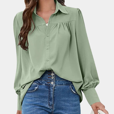 Women's Pleated Long Sleeve Blouse