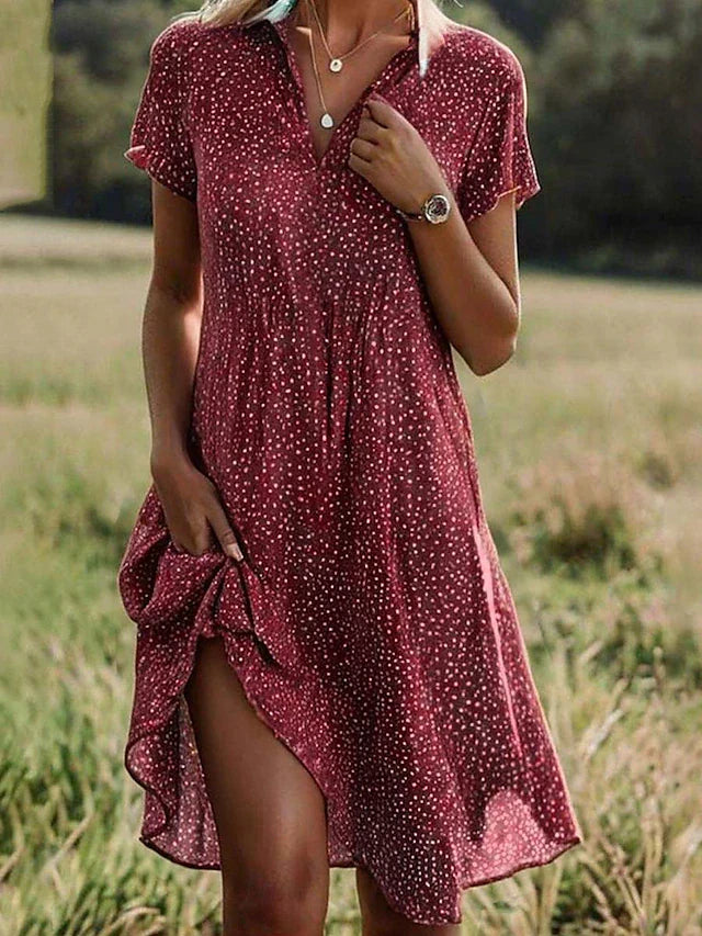 Mary - Short Sleeve Midi Dress for Women